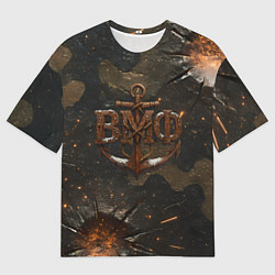 Мужская футболка оверсайз Объемные буквы ВМФ и якорь