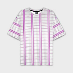 Мужская футболка оверсайз Color white cage pink line