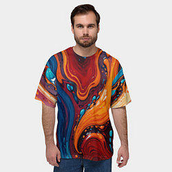 Футболка оверсайз мужская Пламя и синева, цвет: 3D-принт — фото 2