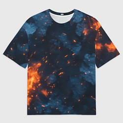 Футболка оверсайз мужская Синий камуфляж с искрами, цвет: 3D-принт
