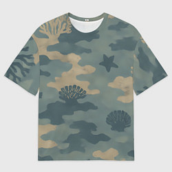 Мужская футболка оверсайз Подводный текстурный камуфляж