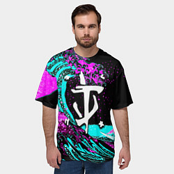 Футболка оверсайз мужская Doom самураи неоновая волна, цвет: 3D-принт — фото 2