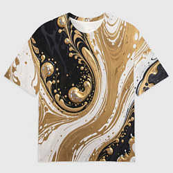 Футболка оверсайз мужская Черный агат и жидкое золото, цвет: 3D-принт