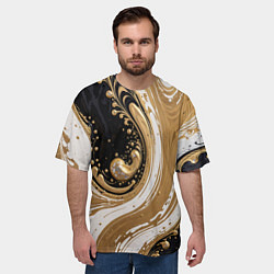 Футболка оверсайз мужская Черный агат и жидкое золото, цвет: 3D-принт — фото 2