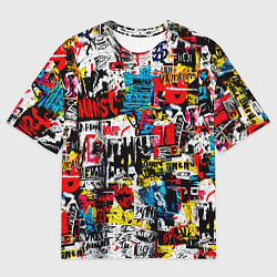 Мужская футболка оверсайз Граффити коллаж