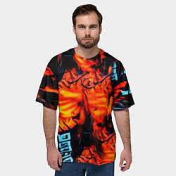 Футболка оверсайз мужская Абстрактная текстура рыжего пламени, цвет: 3D-принт — фото 2