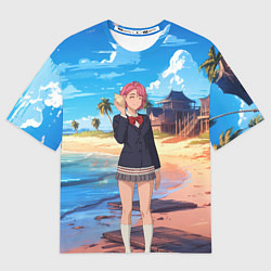 Футболка оверсайз мужская Дандадан Сиратори Айра с ракушкой в руках, цвет: 3D-принт