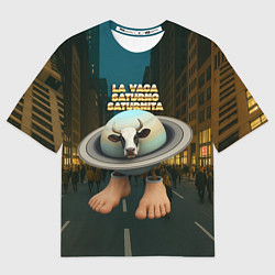 Футболка оверсайз мужская La Vaca Saturno Saturnita мем, цвет: 3D-принт