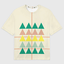 Футболка оверсайз мужская Абстрактный лес - треугольники на светлом, цвет: 3D-принт