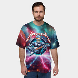 Футболка оверсайз мужская Гитарист Бендер рок группы Футурама, цвет: 3D-принт — фото 2