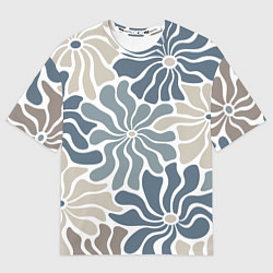 Мужская футболка оверсайз Цветы blue and beige pattern