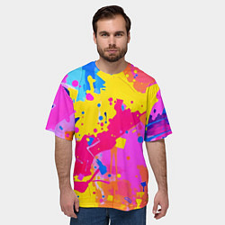 Футболка оверсайз мужская Яркие пятна акриловой краски на стене, цвет: 3D-принт — фото 2