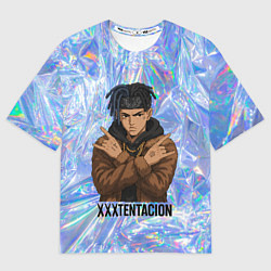 Футболка оверсайз мужская XXXTentacion - скрещенные руки, цвет: 3D-принт