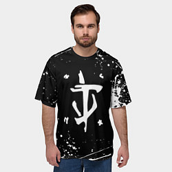 Футболка оверсайз мужская Doom краски белые, цвет: 3D-принт — фото 2