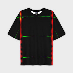 Мужская футболка оверсайз Color black green orange stripes