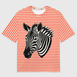 Мужская футболка оверсайз Зебра на оранжевых полосах