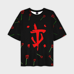 Футболка оверсайз мужская Doom rose pattern, цвет: 3D-принт