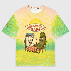 Футболка оверсайз мужская Сметана и огурец - идеальная пара, цвет: 3D-принт