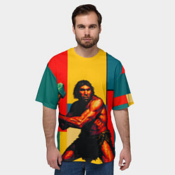 Футболка оверсайз мужская Неандерталец поп-арт, цвет: 3D-принт — фото 2