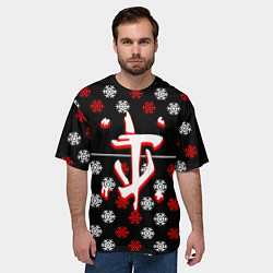 Футболка оверсайз мужская Doom winter pattern steel, цвет: 3D-принт — фото 2