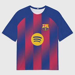 Футболка оверсайз мужская Барселона домашняя форма 2025 2026, цвет: 3D-принт