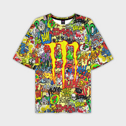 Футболка оверсайз мужская Monster energy sticker grafity, цвет: 3D-принт