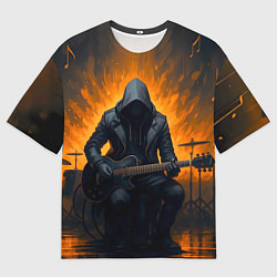 Мужская футболка оверсайз Гитарист играющий в пламени