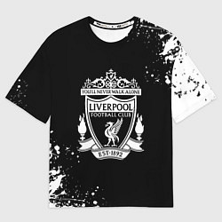 Футболка оверсайз мужская Liverpool белые краски текстура, цвет: 3D-принт