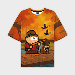 Футболка оверсайз мужская Эрик Картман в игре Duck Hunt стреляет в уток, цвет: 3D-принт