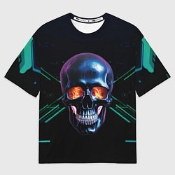 Футболка оверсайз мужская Череп с пламенем в глазницах, цвет: 3D-принт