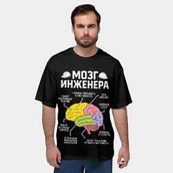 Футболка оверсайз мужская Мозг инженера цветной на черном, цвет: 3D-принт — фото 2