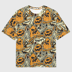 Мужская футболка оверсайз Хэллоуин тыквы