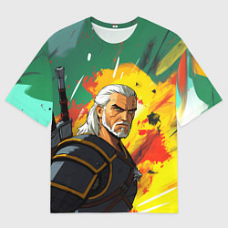 Футболка оверсайз мужская Ведьмак в аниме стиле, цвет: 3D-принт