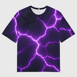 Футболка оверсайз мужская Фиолетовые молнии, цвет: 3D-принт