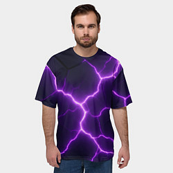 Футболка оверсайз мужская Фиолетовые молнии, цвет: 3D-принт — фото 2