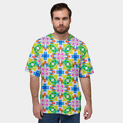 Футболка оверсайз мужская Разноцветный абстрактный узор, цвет: 3D-принт — фото 2