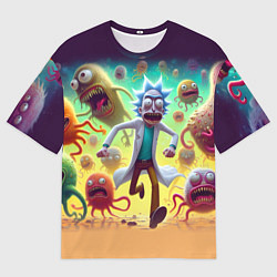 Мужская футболка оверсайз Рик Санчес убегает от монстров