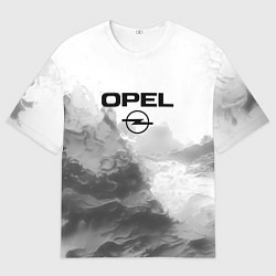 Футболка оверсайз мужская Opel на сером абстрактном фоне, цвет: 3D-принт