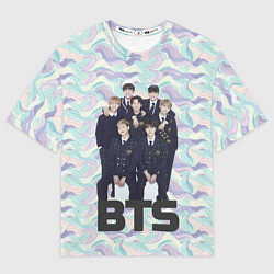 Футболка оверсайз мужская BTS совместное фото, цвет: 3D-принт