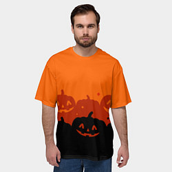 Футболка оверсайз мужская Хэллоуин счастливые тыквы, цвет: 3D-принт — фото 2