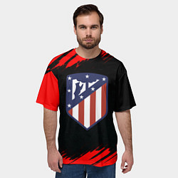 Футболка оверсайз мужская Атлетико Мадрид красные краски, цвет: 3D-принт — фото 2