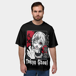 Футболка оверсайз мужская Аниме Токийский Гуль, Кен Канеки, цвет: 3D-принт — фото 2