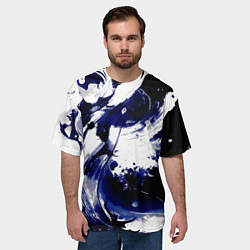 Футболка оверсайз мужская Чёрно-фиолетовый абстракция волна, цвет: 3D-принт — фото 2