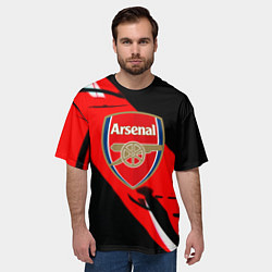 Футболка оверсайз мужская Арсенал геометрия полосы краски, цвет: 3D-принт — фото 2