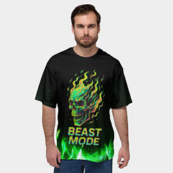 Футболка оверсайз мужская Режим зверя огненный череп, цвет: 3D-принт — фото 2
