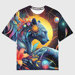 Мужская футболка оверсайз Сказочная пантера - нейроарт фантазия