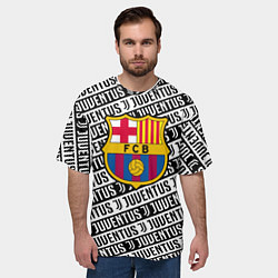 Футболка оверсайз мужская Барселона х Ювентус паттерн, цвет: 3D-принт — фото 2