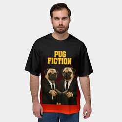 Футболка оверсайз мужская Пародия - Криминальное чтиво с мопсами, цвет: 3D-принт — фото 2