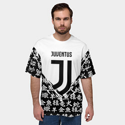 Футболка оверсайз мужская Juventus символы китайские, цвет: 3D-принт — фото 2