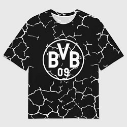 Футболка оверсайз мужская Borussia черно белые, цвет: 3D-принт